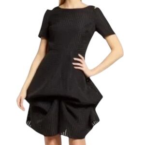 SHANI Ruched Cold-Shoulder Minidress in Black